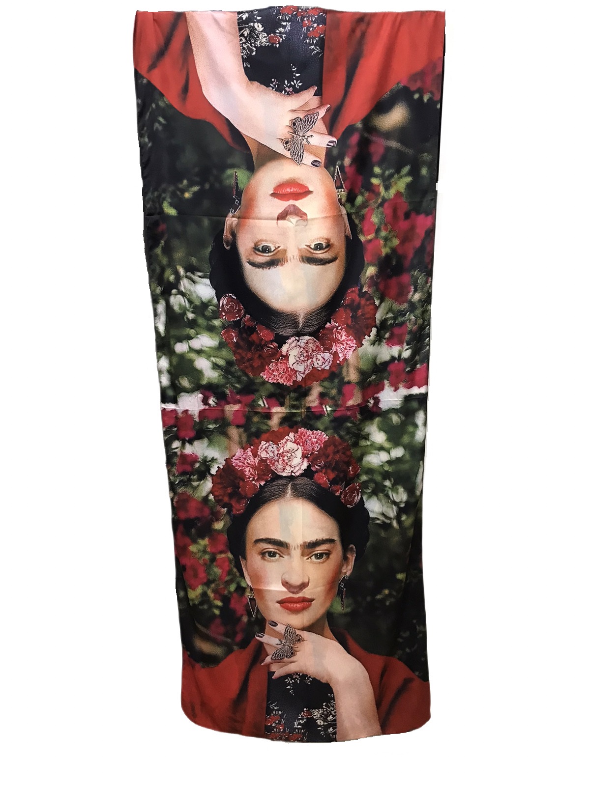 Halstuch mit Seidenanteil und Frauenmotiv rot
