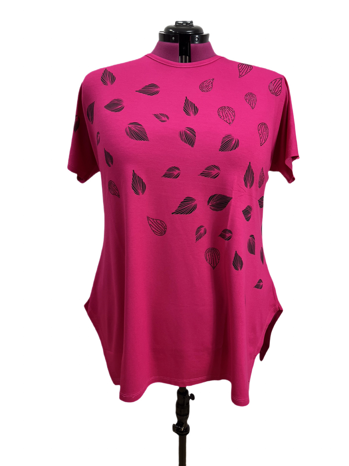 T-Shirt mit Blütenblättern und Glitzersteinen