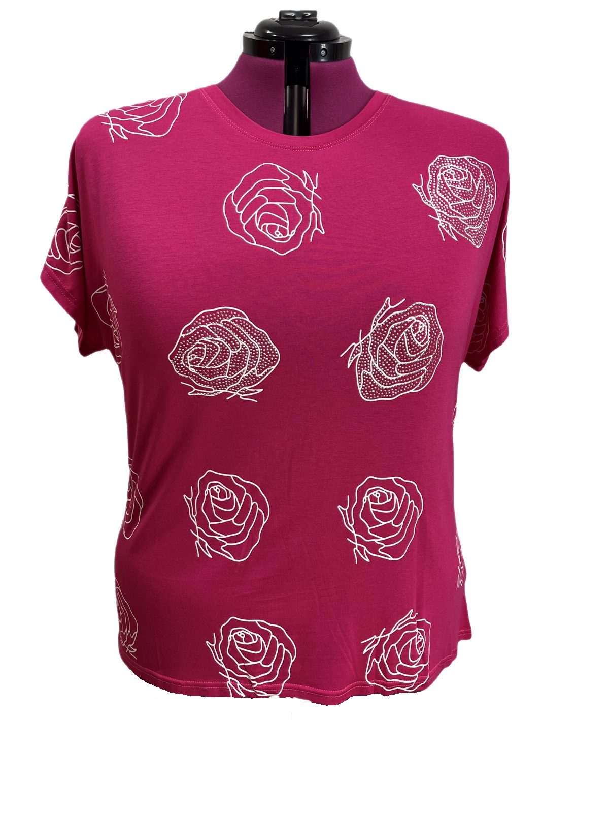 T-Shirt mit Pailettenrosen