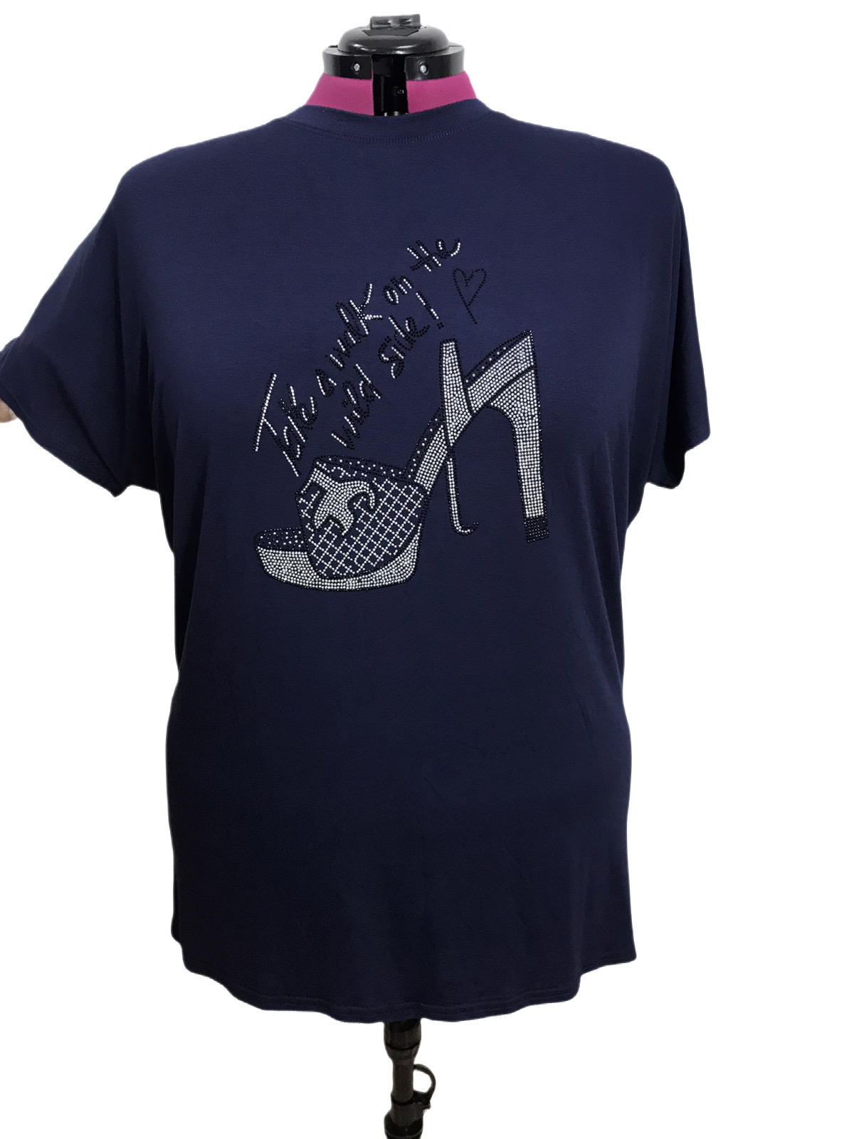T-Shirt mit Glitzer-Stiletto