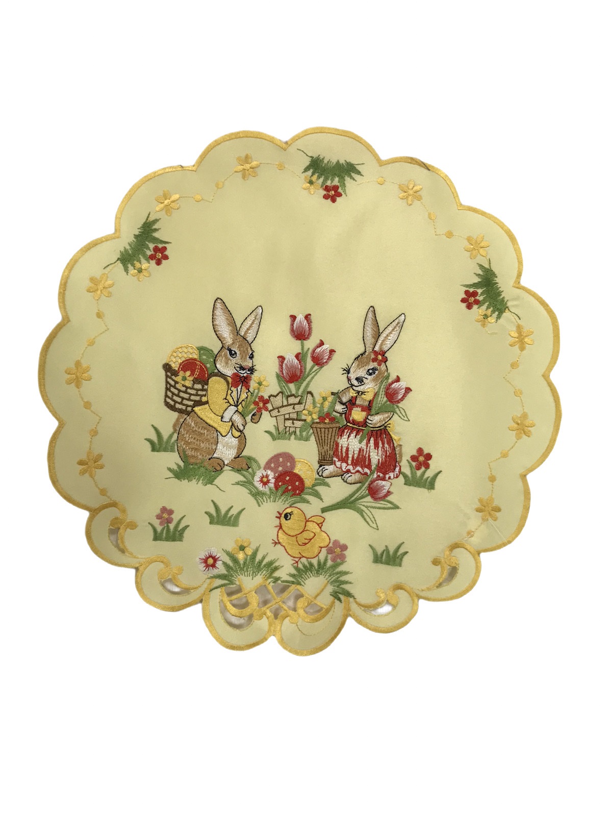 Tischdecke Ostermotiv Hasen rund